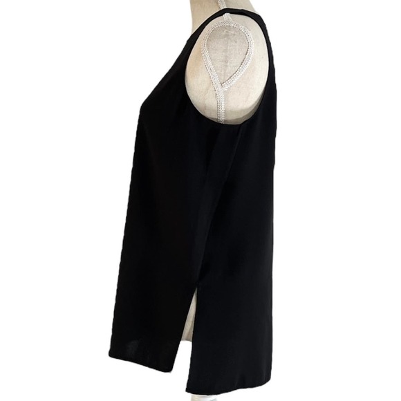 VINCE Bonded Crepe Sleeveless Top Relaxed Fit Elevated Basic Blouse Black Small - Picture 5 of 9